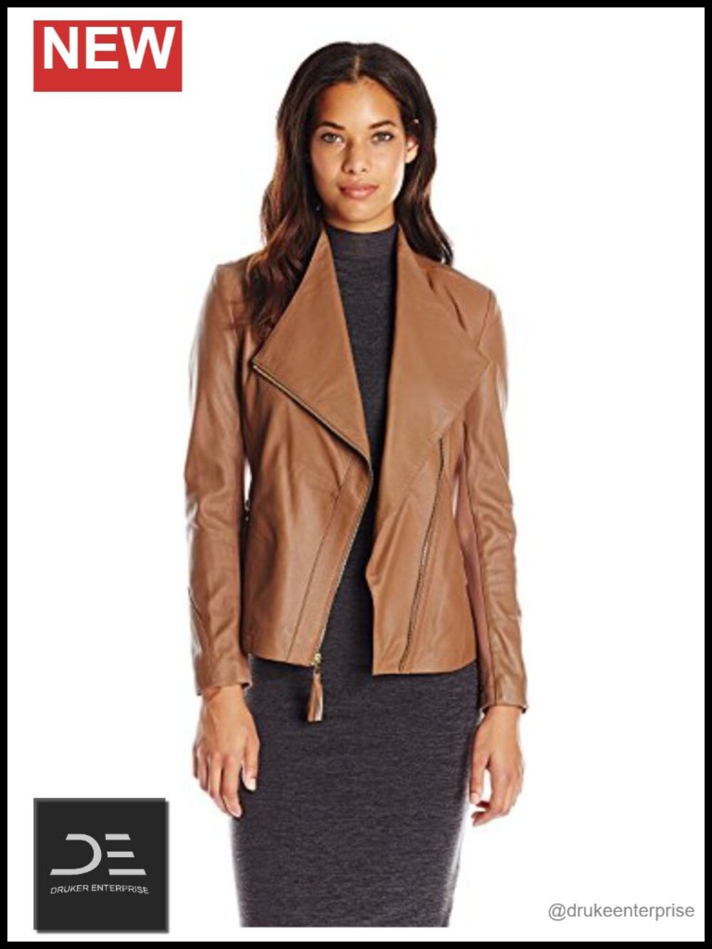 Genuine Leather Aviator Jacket Slim Fit Long Sleeve